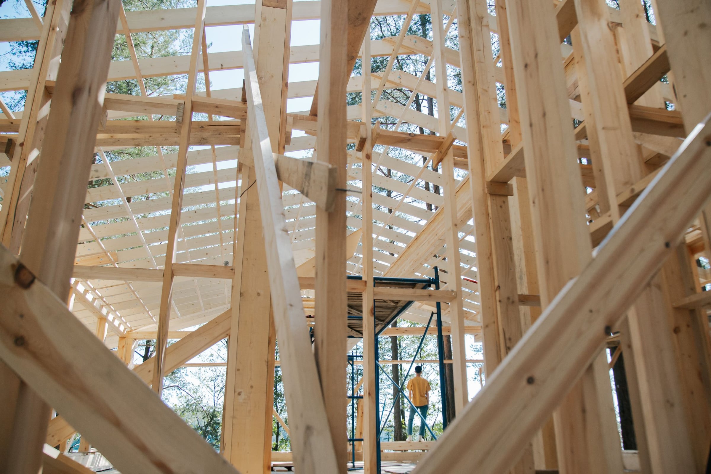 New timber house frame under construction